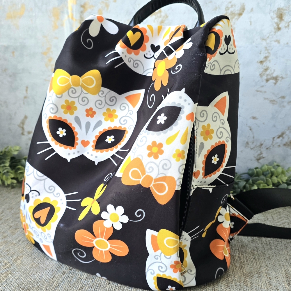 Colorful Cat Print Backpack ◇ Sugar Skulls ◇ Multi Pocket ◇